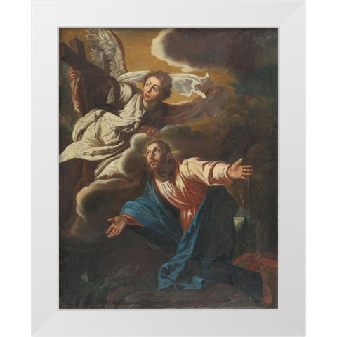 Christ on the Mount of Olives White Modern Wood Framed Art Print by Schroder, Johann Christian