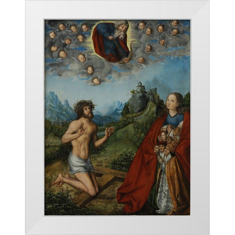 Christ and the Virgin Interceding for Humanity White Modern Wood Framed Art Print by Cranach, Lucas the Elder