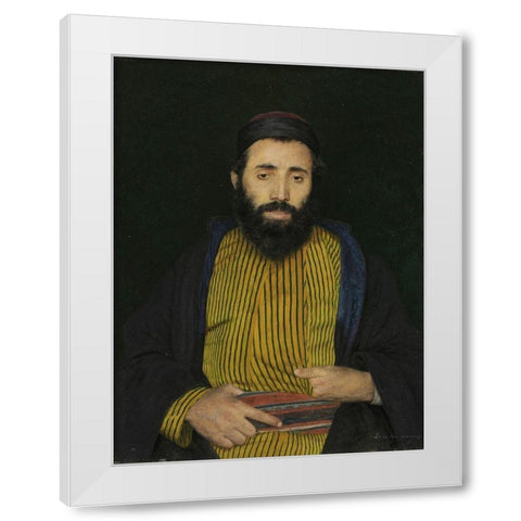 Portrait of a Sephardic Jew White Modern Wood Framed Art Print by Kaufmann, Isidor