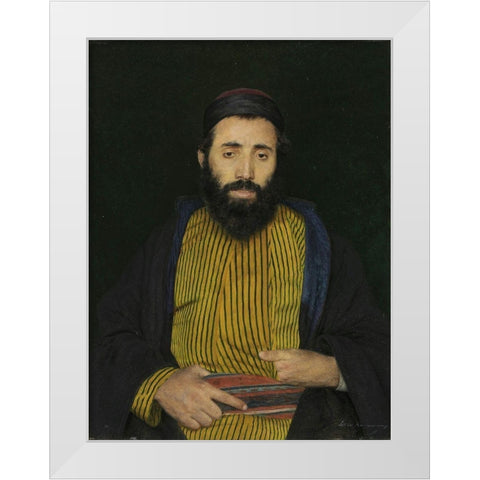 Portrait of a Sephardic Jew White Modern Wood Framed Art Print by Kaufmann, Isidor