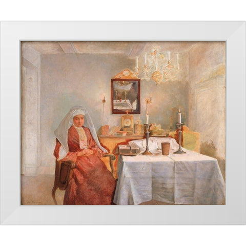 Friday Evening White Modern Wood Framed Art Print by Kaufmann, Isidor