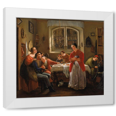 The Return of the Volunteer White Modern Wood Framed Art Print by Oppenheim, Moritz Daniel