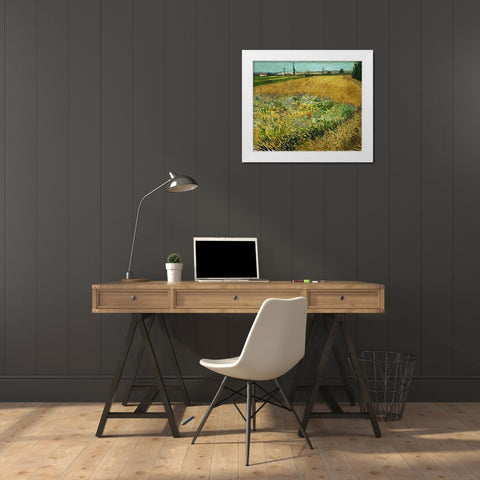 Wheatfield White Modern Wood Framed Art Print by van Gogh, Vincent