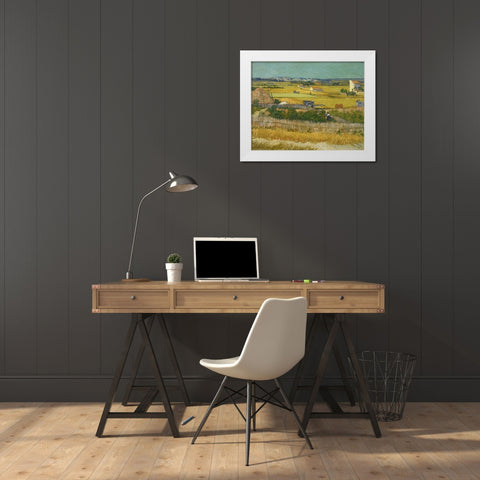 The harvest White Modern Wood Framed Art Print by van Gogh, Vincent