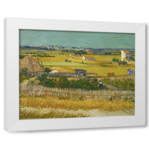 The harvest White Modern Wood Framed Art Print by van Gogh, Vincent