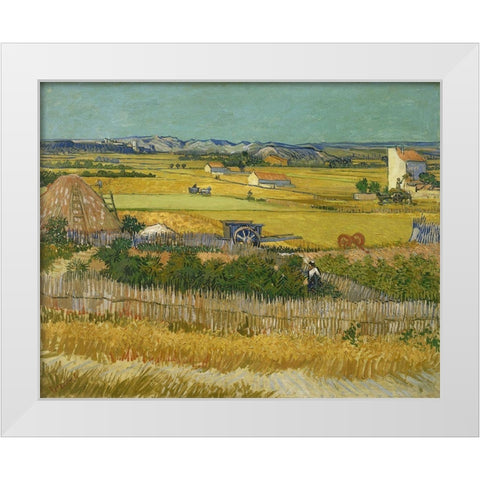 The harvest White Modern Wood Framed Art Print by van Gogh, Vincent