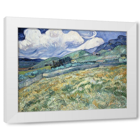 Landscape from Saint-Remy White Modern Wood Framed Art Print by van Gogh, Vincent