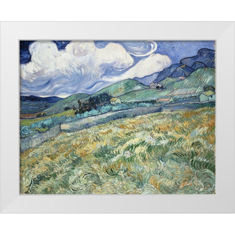 Landscape from Saint-Remy White Modern Wood Framed Art Print by van Gogh, Vincent
