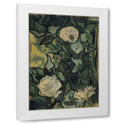 Roses White Modern Wood Framed Art Print by van Gogh, Vincent