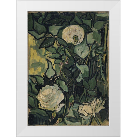 Roses White Modern Wood Framed Art Print by van Gogh, Vincent
