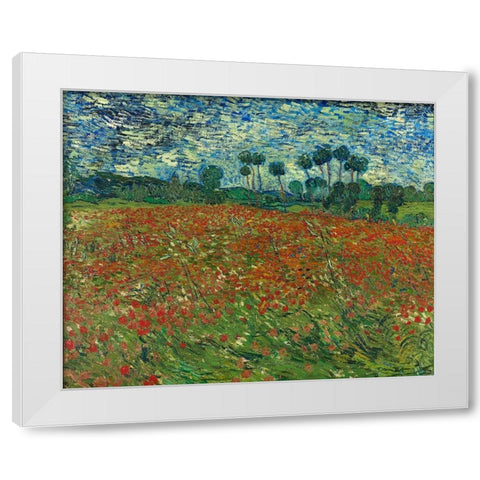 Field with Poppies White Modern Wood Framed Art Print by van Gogh, Vincent