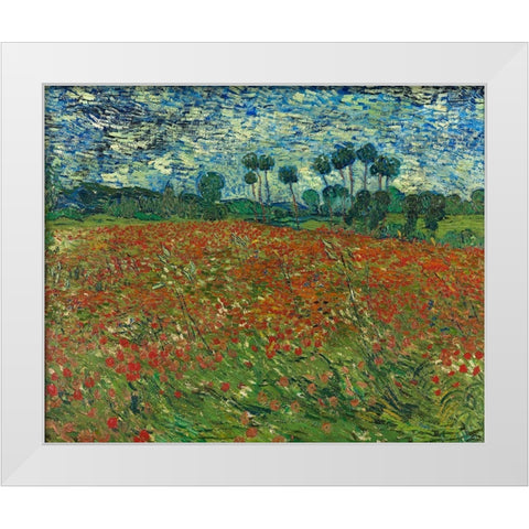 Field with Poppies White Modern Wood Framed Art Print by van Gogh, Vincent