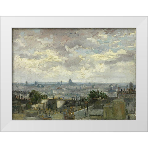 View of Paris White Modern Wood Framed Art Print by van Gogh, Vincent