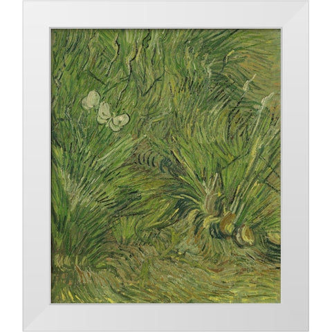 Garden with butterflies White Modern Wood Framed Art Print by van Gogh, Vincent