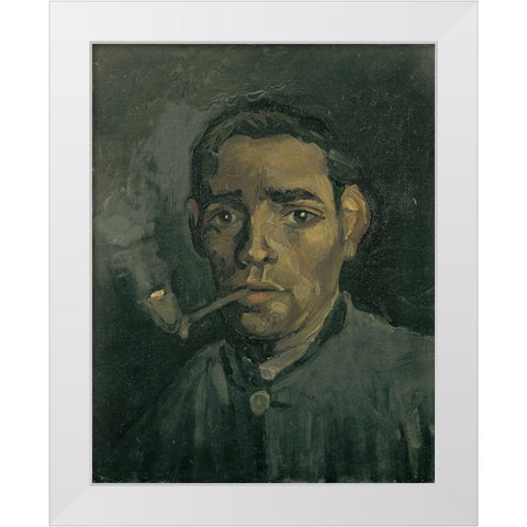 Head of a man White Modern Wood Framed Art Print by van Gogh, Vincent
