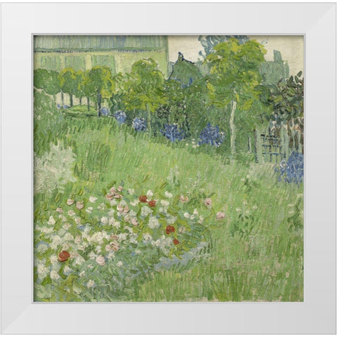 Daubignys garden White Modern Wood Framed Art Print by van Gogh, Vincent