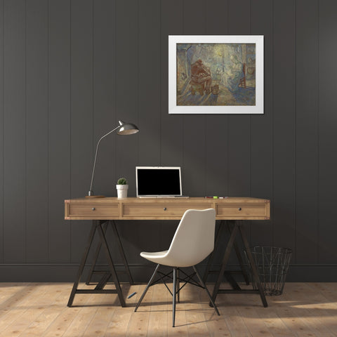 Night White Modern Wood Framed Art Print by van Gogh, Vincent
