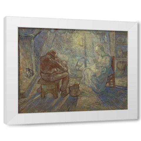 Night White Modern Wood Framed Art Print by van Gogh, Vincent