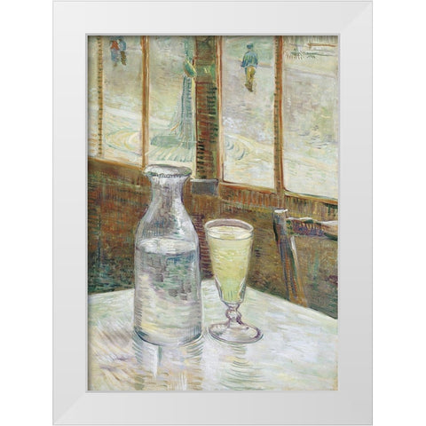 Cafe table with absinth White Modern Wood Framed Art Print by van Gogh, Vincent