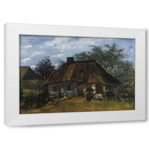 Farmhouse in Nuenen White Modern Wood Framed Art Print by van Gogh, Vincent