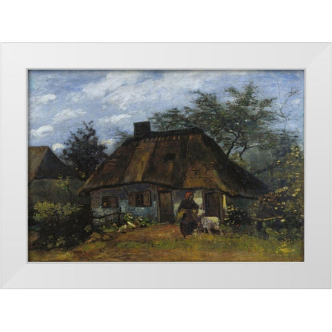 Farmhouse in Nuenen White Modern Wood Framed Art Print by van Gogh, Vincent