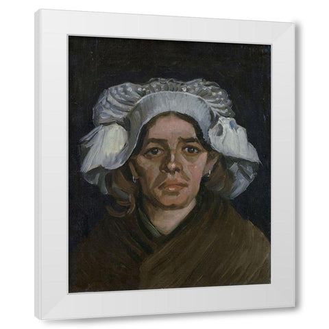 Head of a woman White Modern Wood Framed Art Print by van Gogh, Vincent