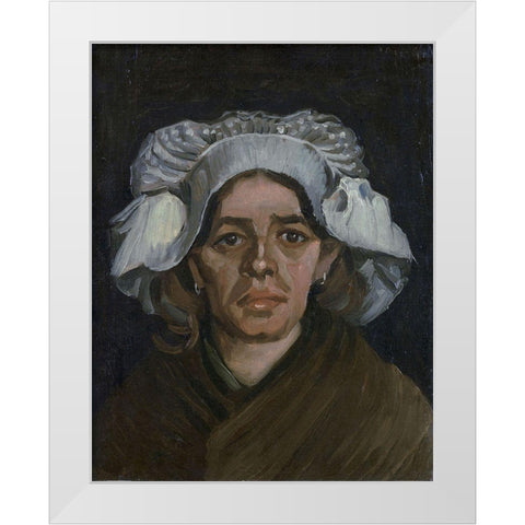 Head of a woman White Modern Wood Framed Art Print by van Gogh, Vincent