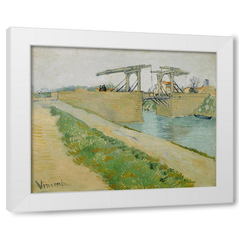 The Langlois bridge White Modern Wood Framed Art Print by van Gogh, Vincent