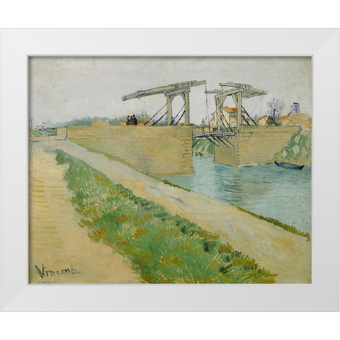 The Langlois bridge White Modern Wood Framed Art Print by van Gogh, Vincent