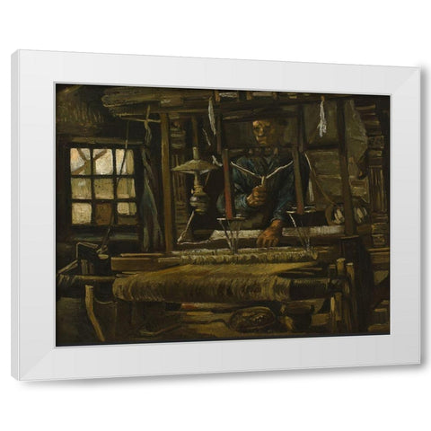 A Weavers Cottage White Modern Wood Framed Art Print by van Gogh, Vincent