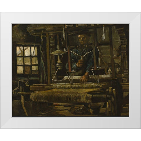 A Weavers Cottage White Modern Wood Framed Art Print by van Gogh, Vincent