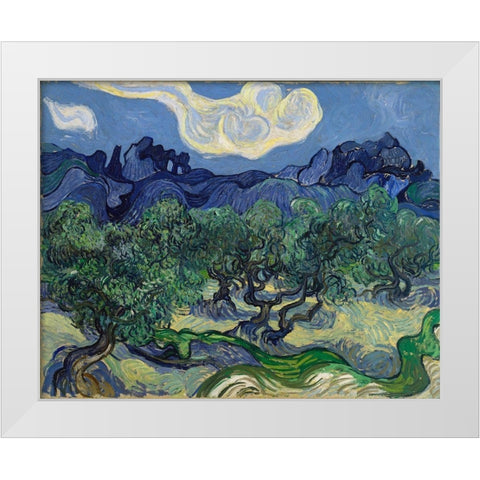 The Olive Trees White Modern Wood Framed Art Print by van Gogh, Vincent