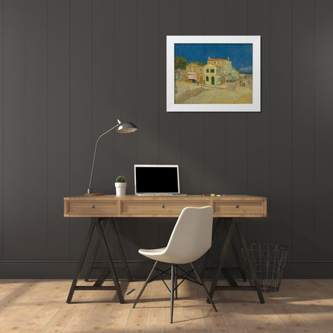 The yellow house White Modern Wood Framed Art Print by van Gogh, Vincent