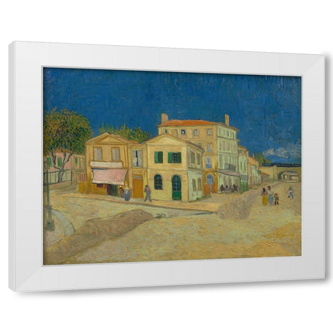 The yellow house White Modern Wood Framed Art Print by van Gogh, Vincent
