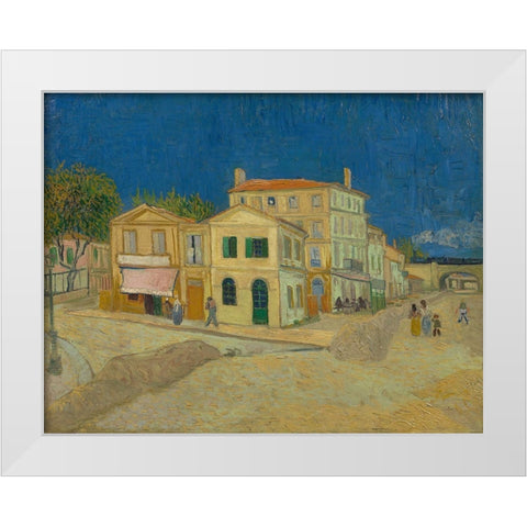 The yellow house White Modern Wood Framed Art Print by van Gogh, Vincent