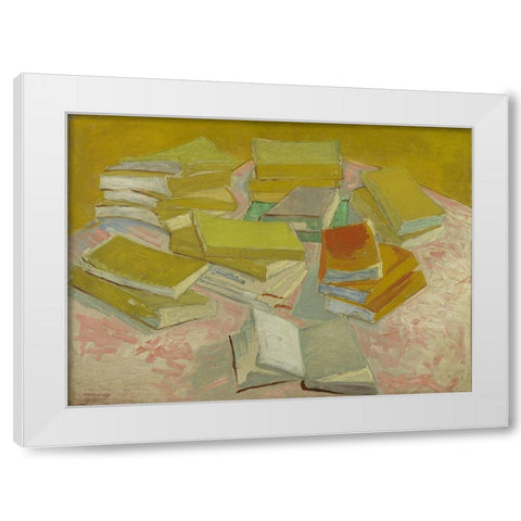 Piles of French novels White Modern Wood Framed Art Print by van Gogh, Vincent