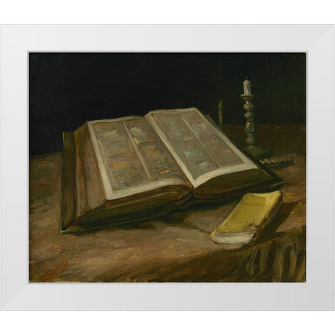 Still life with Bible White Modern Wood Framed Art Print by van Gogh, Vincent