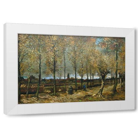 Lane with Poplars near Nuenen White Modern Wood Framed Art Print by van Gogh, Vincent