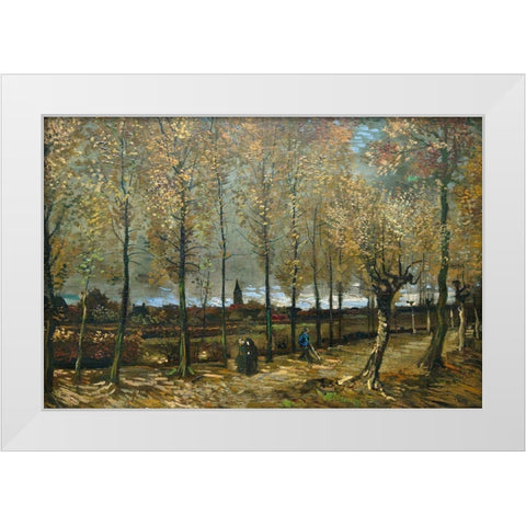 Lane with Poplars near Nuenen White Modern Wood Framed Art Print by van Gogh, Vincent