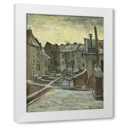 Houses seen from the back White Modern Wood Framed Art Print by van Gogh, Vincent
