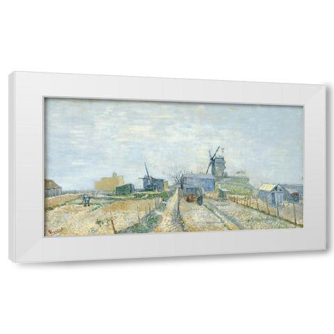 Montmartre, mills and vegetable gardens White Modern Wood Framed Art Print by van Gogh, Vincent