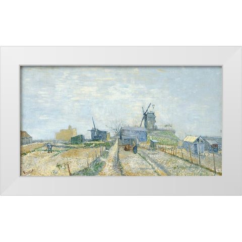 Montmartre, mills and vegetable gardens White Modern Wood Framed Art Print by van Gogh, Vincent