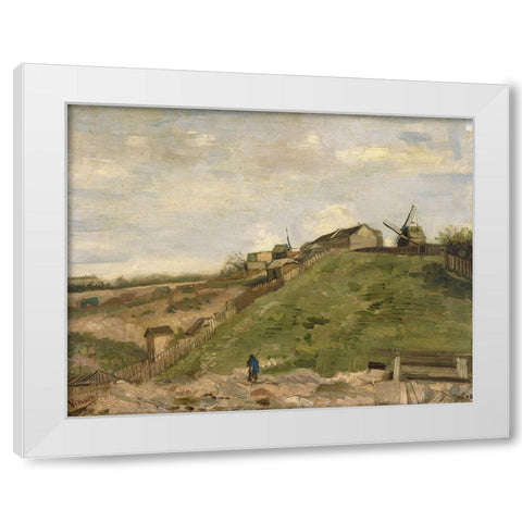 The hill of Montmartre with stone quarry White Modern Wood Framed Art Print by van Gogh, Vincent