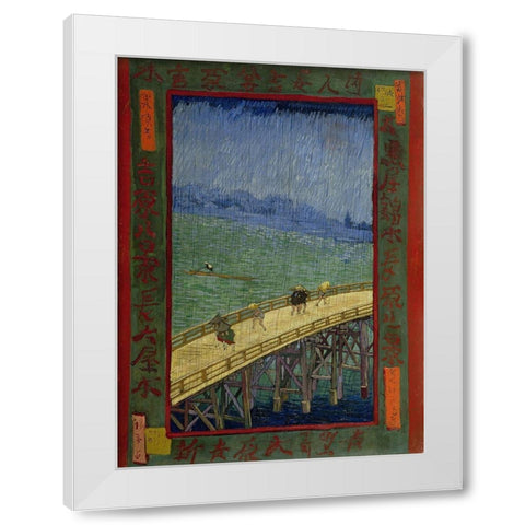 Bridge in the rain White Modern Wood Framed Art Print by van Gogh, Vincent