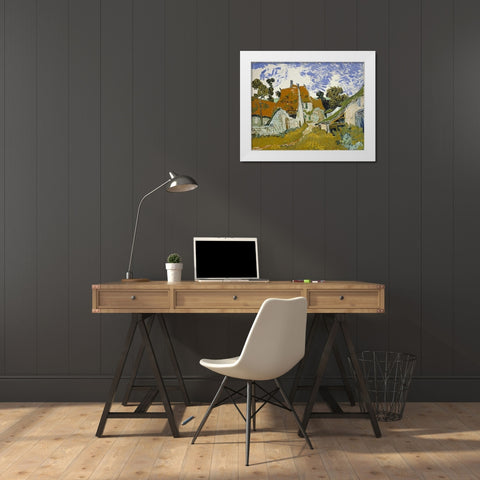Street in Auvers-sur-Oise White Modern Wood Framed Art Print by van Gogh, Vincent