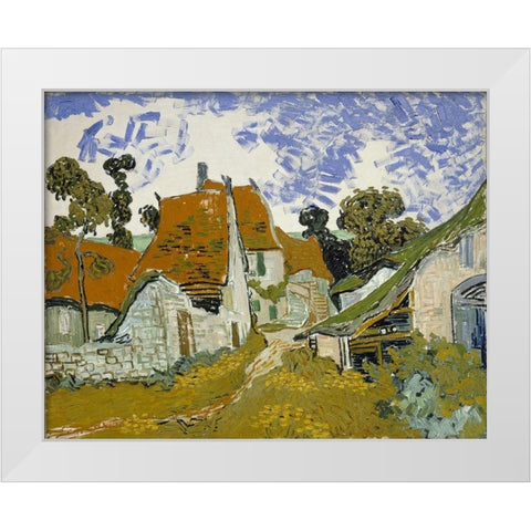 Street in Auvers-sur-Oise White Modern Wood Framed Art Print by van Gogh, Vincent