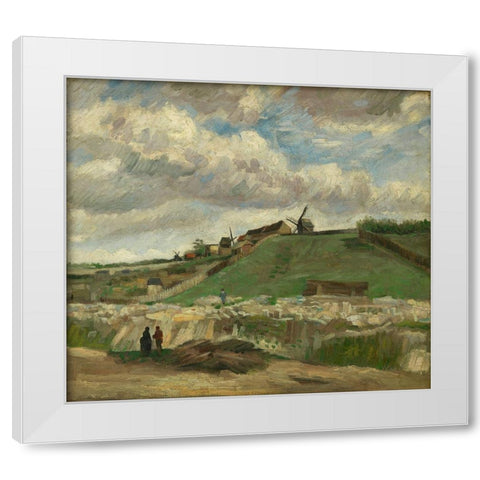 The hill of Montmartre with stone quarry White Modern Wood Framed Art Print by van Gogh, Vincent