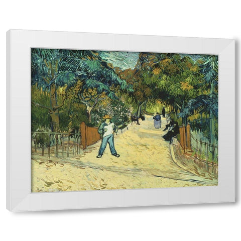 Entrance to the Public Gardens in Arle White Modern Wood Framed Art Print by van Gogh, Vincent