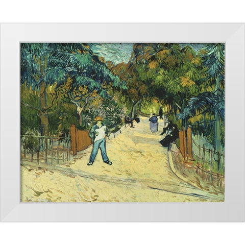 Entrance to the Public Gardens in Arle White Modern Wood Framed Art Print by van Gogh, Vincent