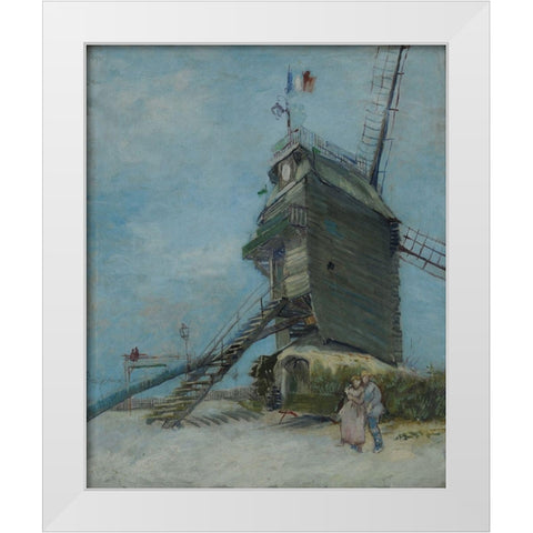 Le Moulin de la Galette White Modern Wood Framed Art Print by van Gogh, Vincent
